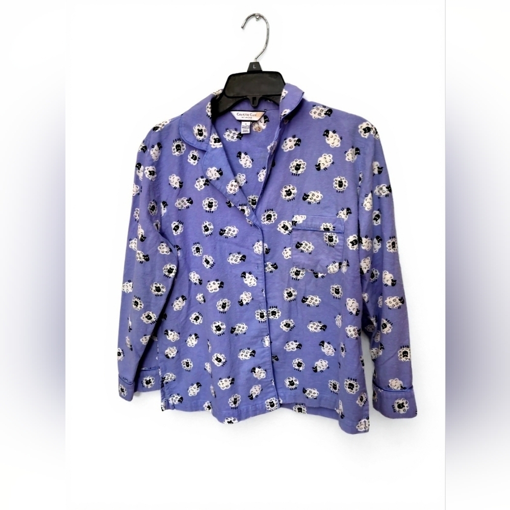 Charter Club Women's Pajama Set – with Cartoon Lamb Print, Button-Up (S) - Picture 3 of 11